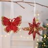 Glitter Sequined Christmas Ornament Red Snowflake/Butterfly/Star/Reindeer/Ballerina Hanging Decoration for Xmas Tree Doors Windows Walls Holiday Home