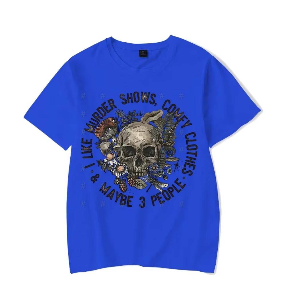 Я люблю передачи про убийства, удобную одежду и примерно 3 человек Графическая мужская футболка Повседневная футболка с коротким рукавом Футболка оверсайз Мужская одежда