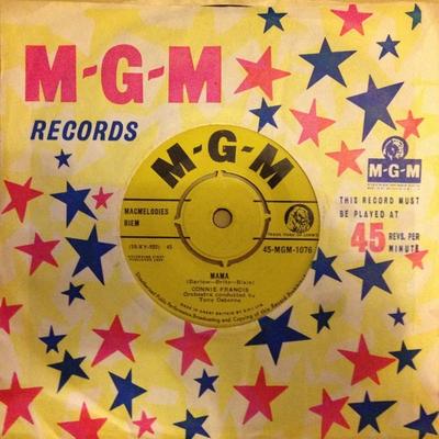 Пластинка 7 дюймов CONNIE FRANCIS - Mama 45MGM1076 MGM Records 1960 UK Rock Б/у