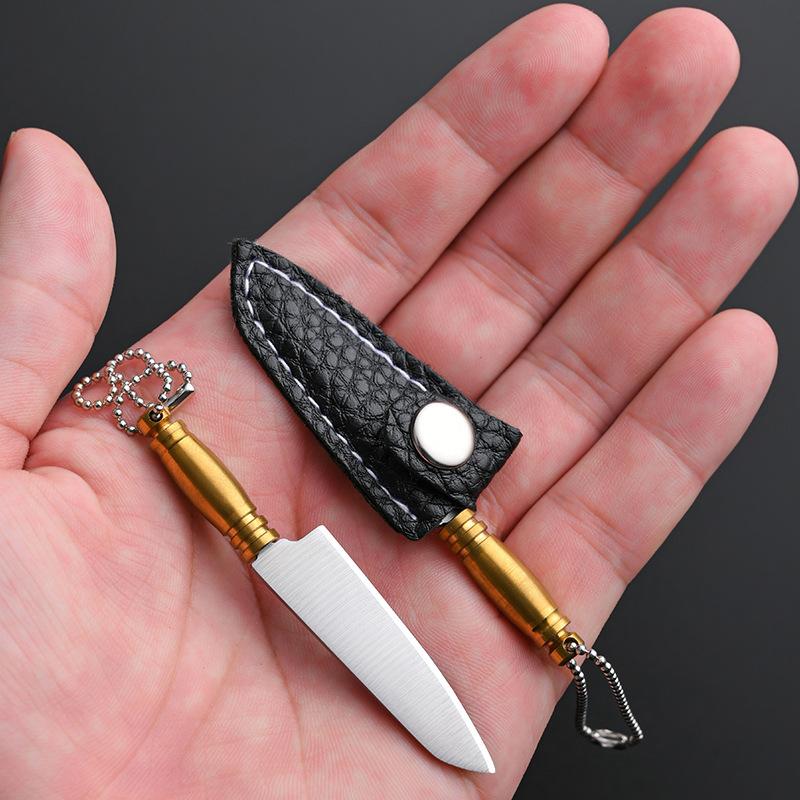 Мини-нож с острым лезвием из нержавеющей стали, фиксированным лезвием, портативный карманный брелок, распаковка, нож для выживания в походе с кожаным чехлом