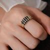 Jewelry Accessories Zircon Opening Ring Geometric Chunky Enamel Ring Rhinestone Ring  Women Gift