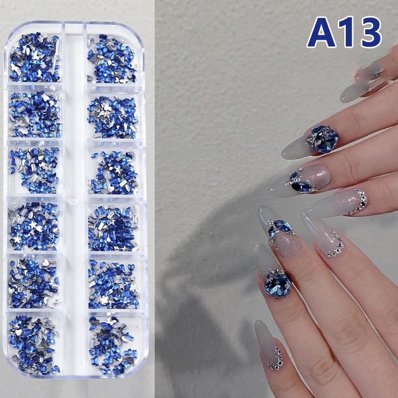 12 Grid Mini Nail Flat Back Beautify Nails Diy Decorative 3D Manicure Nail Art Decorations For Girls