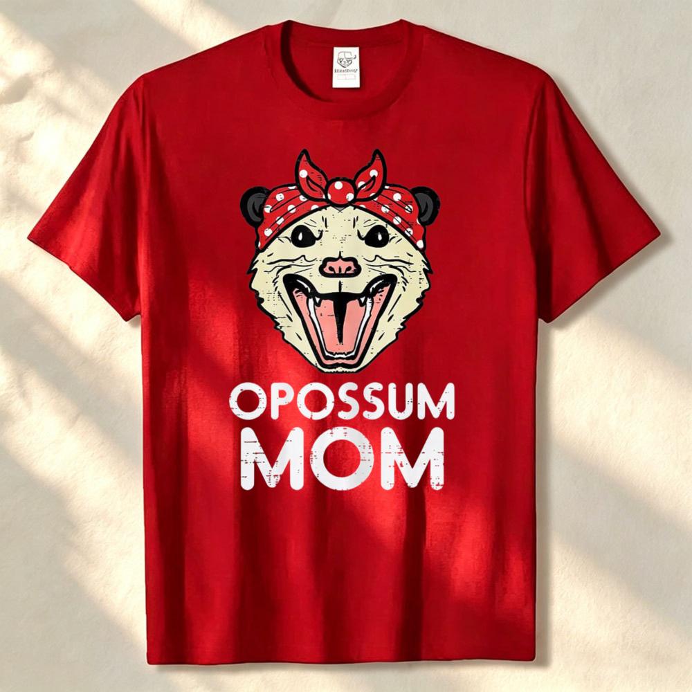 Opossum Mom With Bandana Graphic Round Neck Tshirt Mothers Day Gift For Mom Graphic T Shirts Oversized T Shirt Harajuku Tees