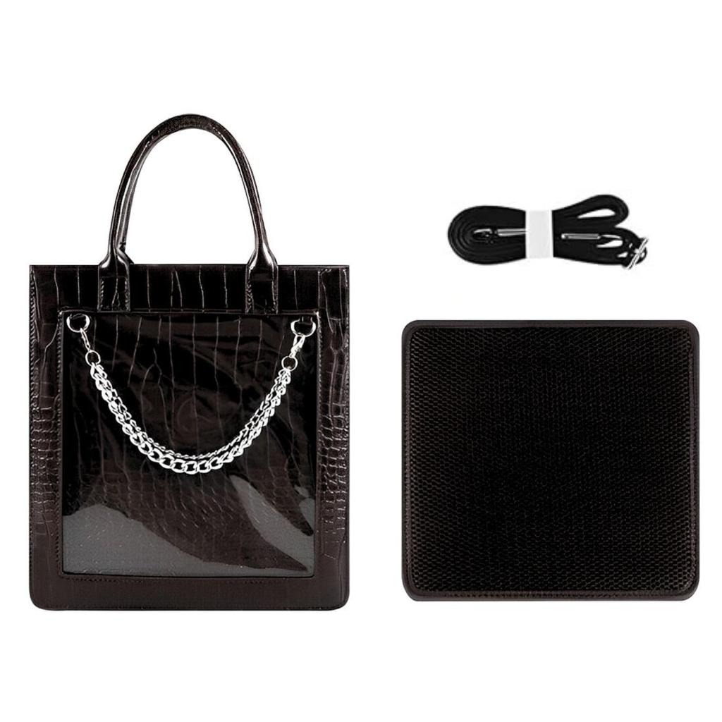 Harujio Ita Mini Tote Crocodile Ita Bag Bag, Small, 2-Way Bag/Shoulder Bag, Cute, High-Quality Print, Black/White, (Black)