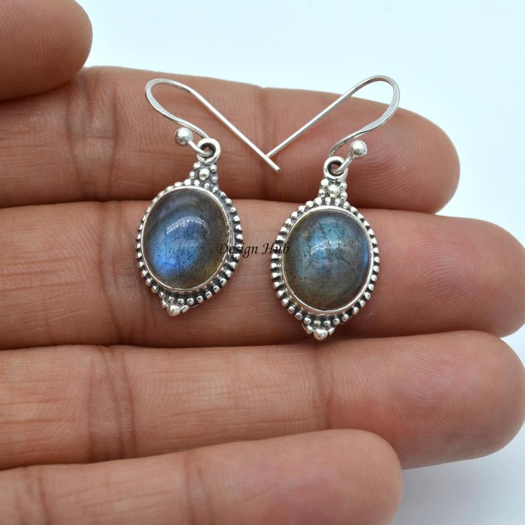Natural Labradorite Earrings 925 Sterling Silver Earring Gemstone Earring Silver Earrings Oval Shape Earrings Gifts For