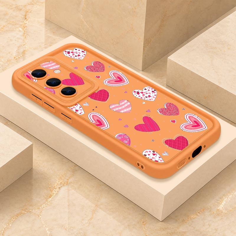 Чехол candy color с сердечками для Samsung S26 S25 Ultra S24 S23 S22 Plus S21 FE A54 A15 A35 A55 A16 A36 A56 A17 A27 A37 A57 Ударопрочный бампер