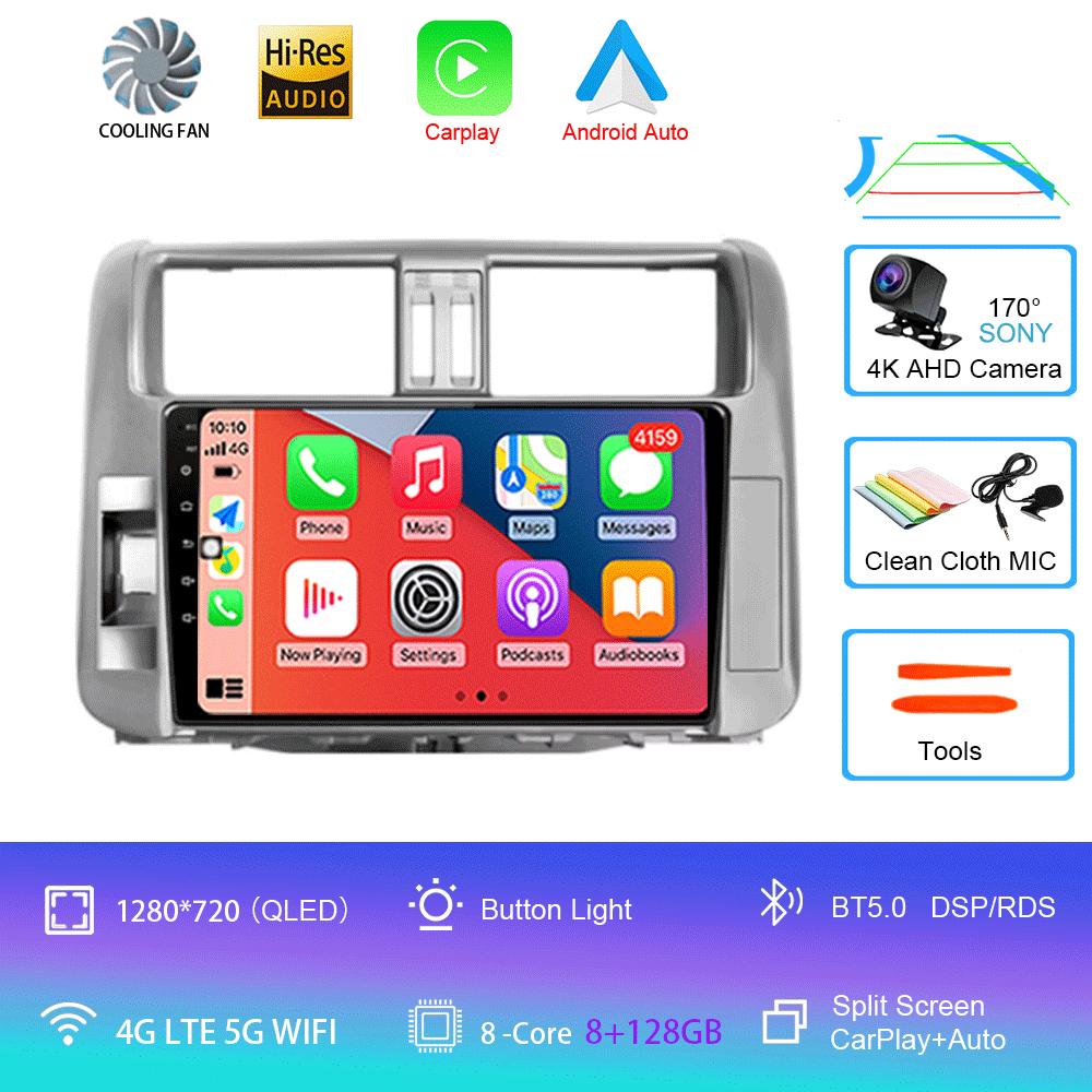 Car Radio Android 14 Carplay Auto For Toyota Land Cruiser Prado 150 2009 - 2013 Navigation GPS Multimedia Player Video Stereo BT