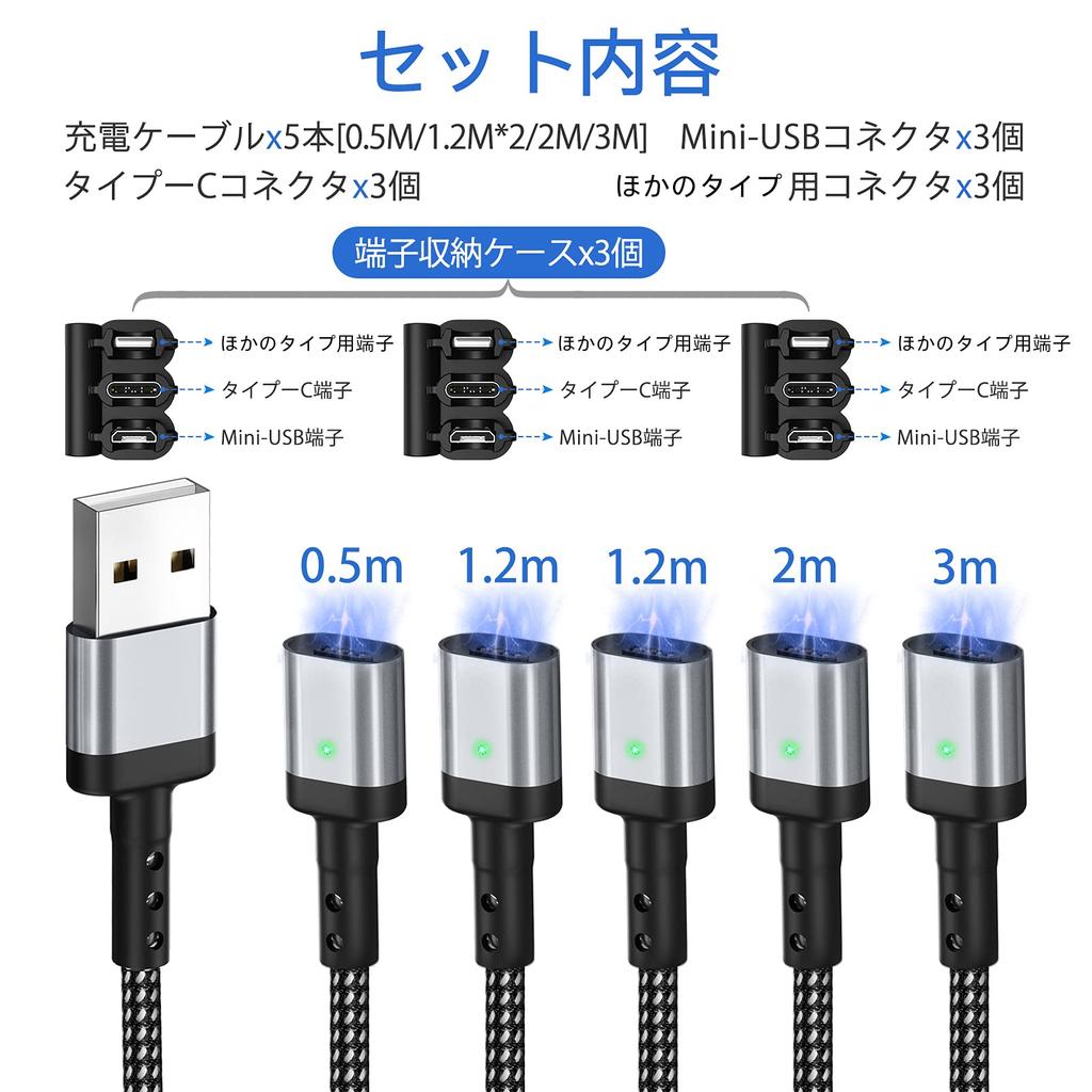 SUNTAIHO Магнитный кабель для зарядки USB-кабель 2 м Быстрая зарядка Передача данных Магнитный Пылезащитный Съемный Micro USB-разъем со светодиодным индикатором и