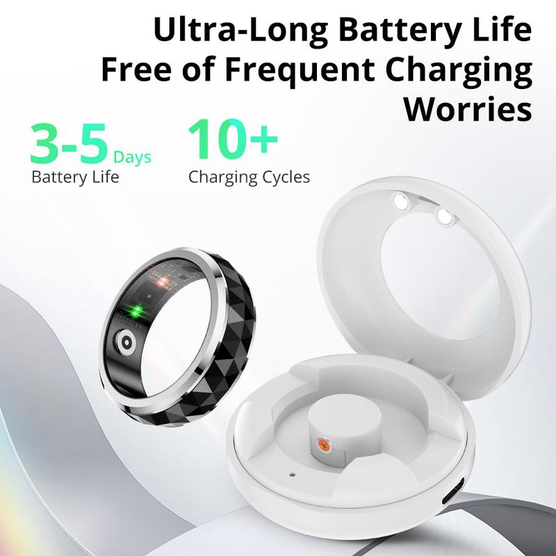 R11 Smart Ring, Fidget Spinner Anxiety Relieve Ring with Charging Case for Men, Health Sleep Monitor, 5ATM Waterproof