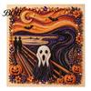 Fall Holiday Decoration Halloween Faux Pearl Art DIY Kit, 3D Bead Embroidery Craft Set, Spooky Handmade Ghost Pumpkin Goat Witch Wall Art, Seasonal