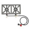 Double Propane Gas Burner Stove Camping BBQ Cooker Cooking With Regulator Hose