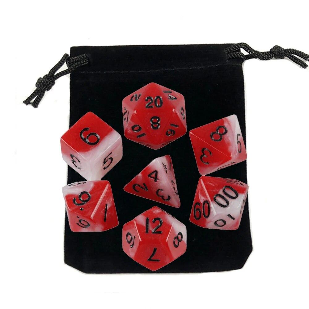 7шт игральные кости с мешком DnD d4,d6,d8,d10,d%,d12,d20 многогранные детали настольной игры RPG