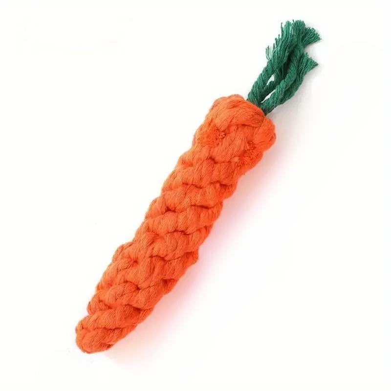 Dog Toy Carrot Knot Rope Ball, Cotton Rope Dumbbell for Puppy, Teeth Cleaning, Durable Bite Resistant Pet Supplies