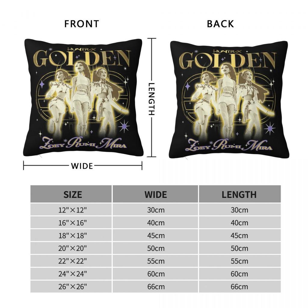 Huntrix Golden Zoey Rumi Mira KPop Охотники на демонов Наволочка Мягкая наволочка Декоративная наволочка Домашняя Квадратная 18''