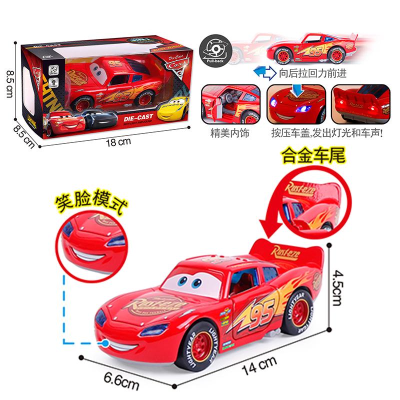 1:32 Молния МакКуин Disney Pixar Тачки Металлическая Литая Машинка Со Светом и Звуком Игрушка С Возвратным Механизмом Задних Колес Подарки Детям На Рождество