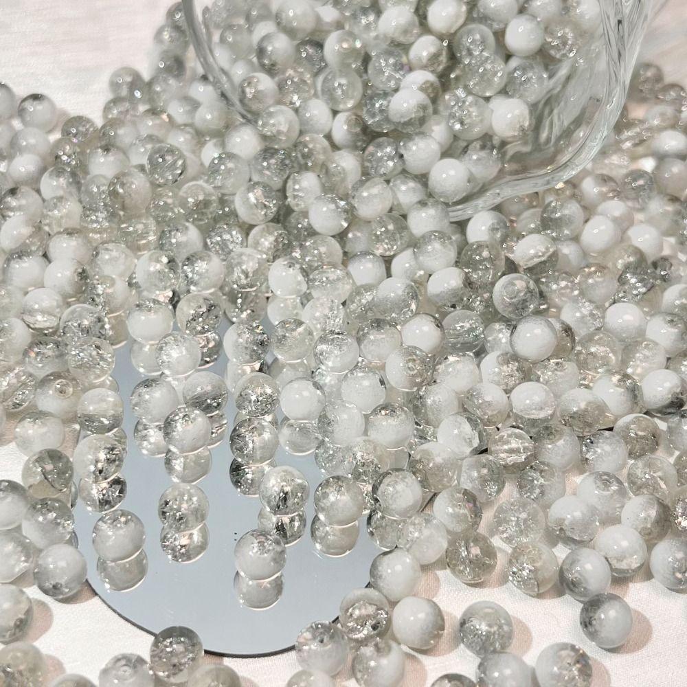 50/30 PCS Exquisite Crackle Beads Durable Round Color Glass Beads Loose Beads  Pendant making