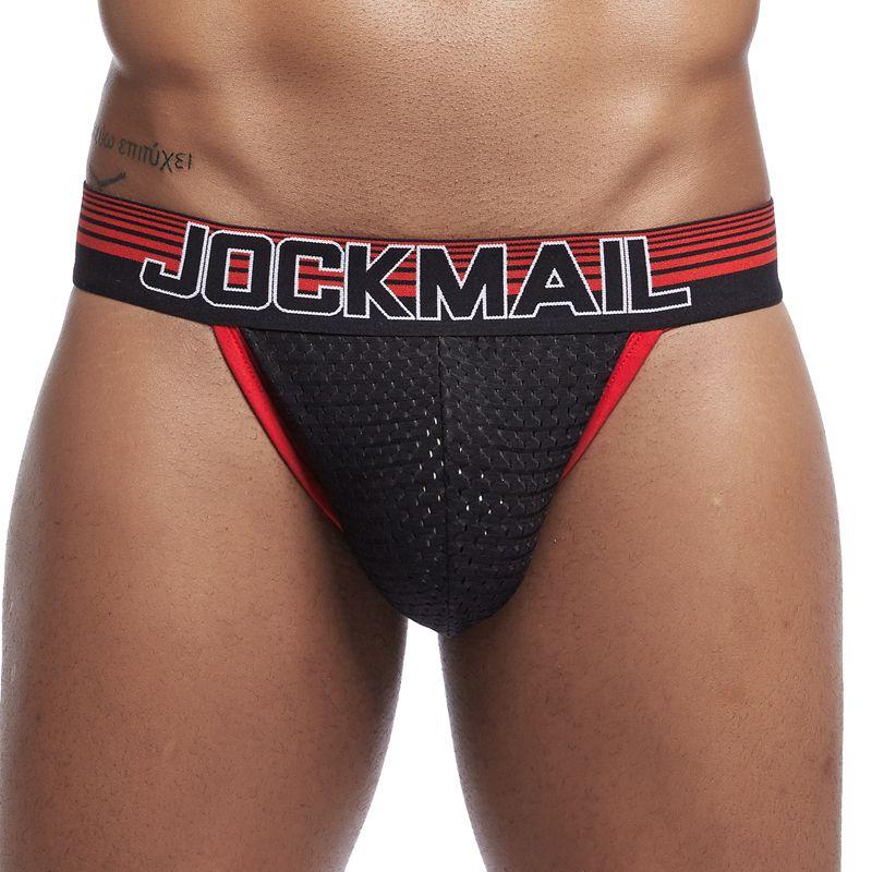 Трусы JOCKMAIL, модное брендовое сексуальное мужское нижнее белье, дышащее сетчатое нижнее белье с низкой талией, высоким разрезом, большой чехол для мошонки, спортивные трусы