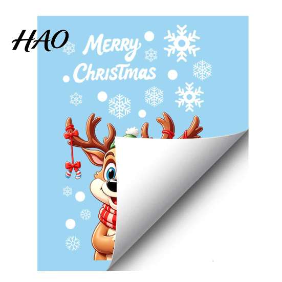 Christmas Party Supplies for Windows Window Stickers, Static PVC Decals with Santa Claus Reindeer Snowman Thickened Durable Holiday Clings Patterns,