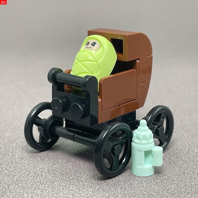 MOC Кубики Детская коляска люлька для младенцев подставка для бутылочки Обучающие Строительные Блоки Игрушки для Детей Девочек Подарок