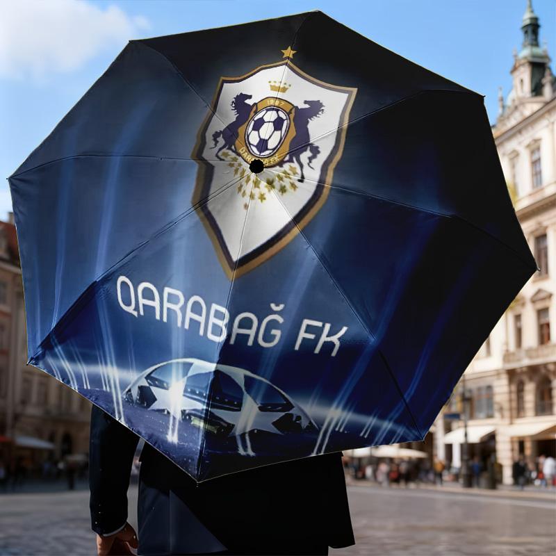 Soccer Team Qarabag Design Automatic Folding Umbrella - 8-Rib Travel Umbrella with Auto Open/Close & Portable Gifts for holidays or birthdays