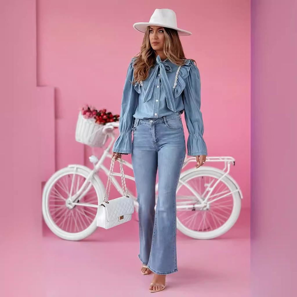 YYFS Женские модные джинсовые повседневные брюки с высокой талией, повседневные брюки и капри