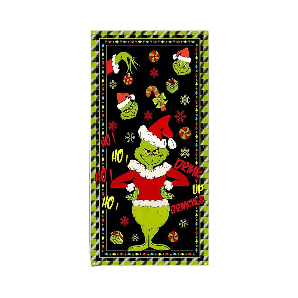 Рождественский чехол на дверь, декоративное подвесное полотно, зеленый чехол на дверь, рождественская дверная занавеска, новогодний гобелен, чехол на дверь, фон