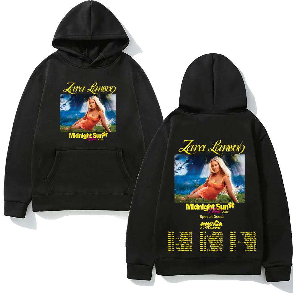 Худи Zara Larsson-Midnight Sun 2026 с карманом Флис Удобная Толстовка Одежда Винтажный Высококачественные Свитшоты