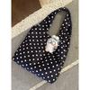 Korean Polka Dot Black Canvas Bag Women's 2025 New Large-capacity Shoulder Tote Bag Niche Commuter Shopping Bag