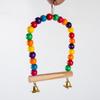 Natural Wooden Parrots Swing Toy Birds Perch Hanging Swings Cage Colorful Beads