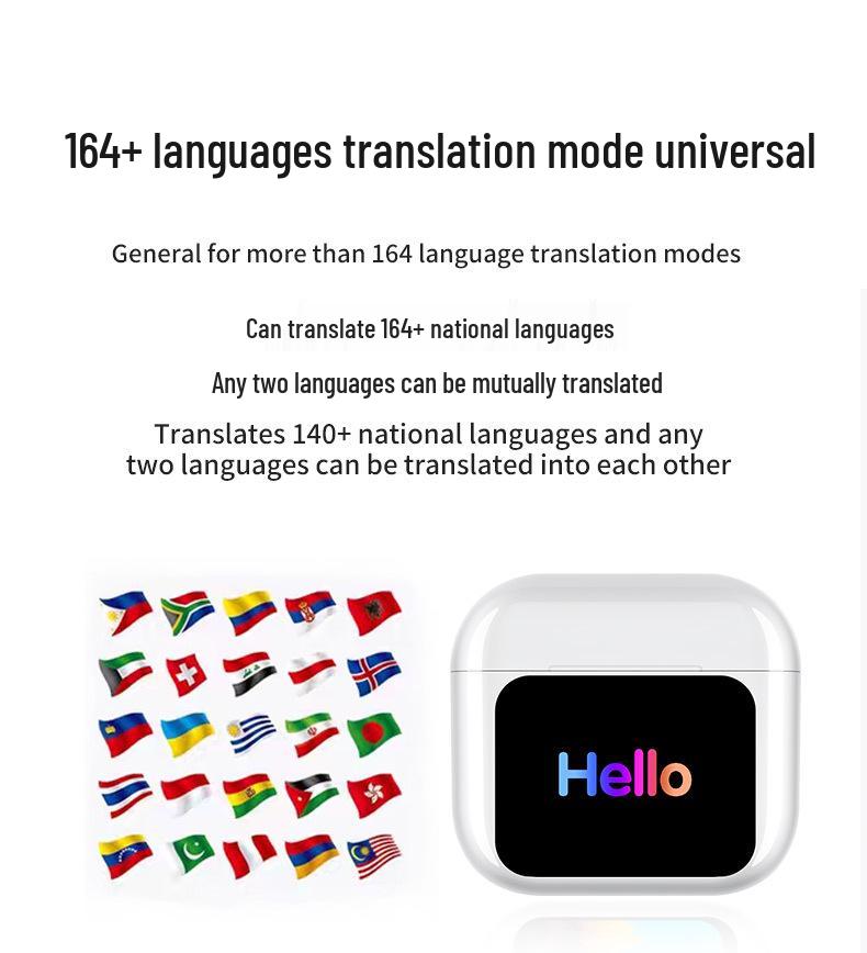 T13 Bluetooth Translation Earphones: AI Wireless In-Ear, Noise Reduction, Smart Color Screen, Long Battery Life.