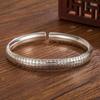 [Hyd3Hi83_56] Buddhist Scripture Bangle Silver Unisex Bracelet S999