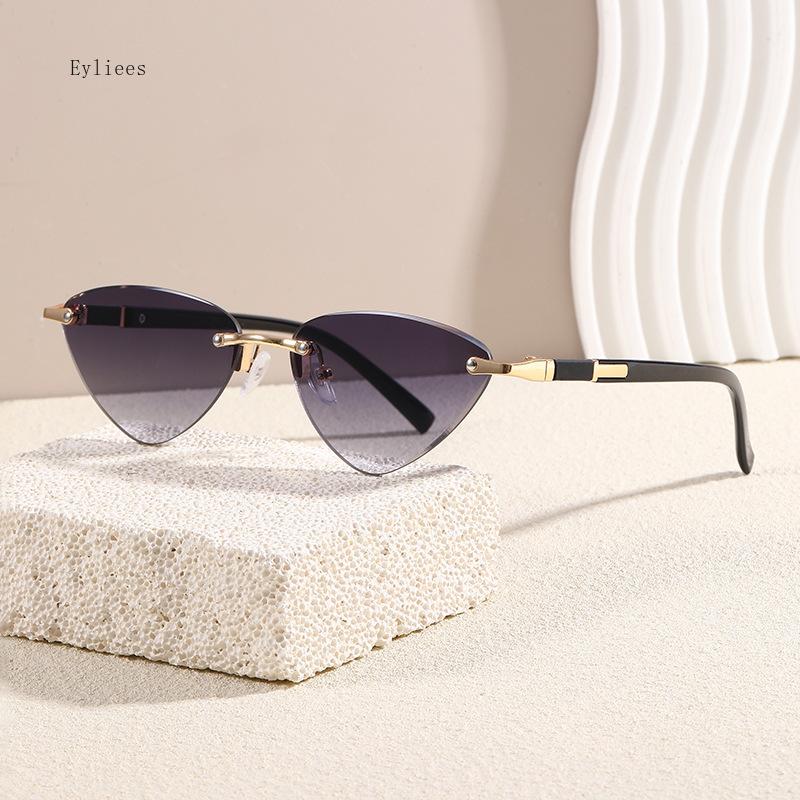 Винтажные треугольные солнцезащитные очки женские безободковые прозрачные линзы цвета морской волны градиентные модные кошачий глаз солнцезащитные очки для мужчин lentes de sol mujer