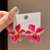 Dripping Oil Pink Flower Earrings Women's Fashion Sweet Stud Earrings Light Luxury High Sense New Versatile Earrings