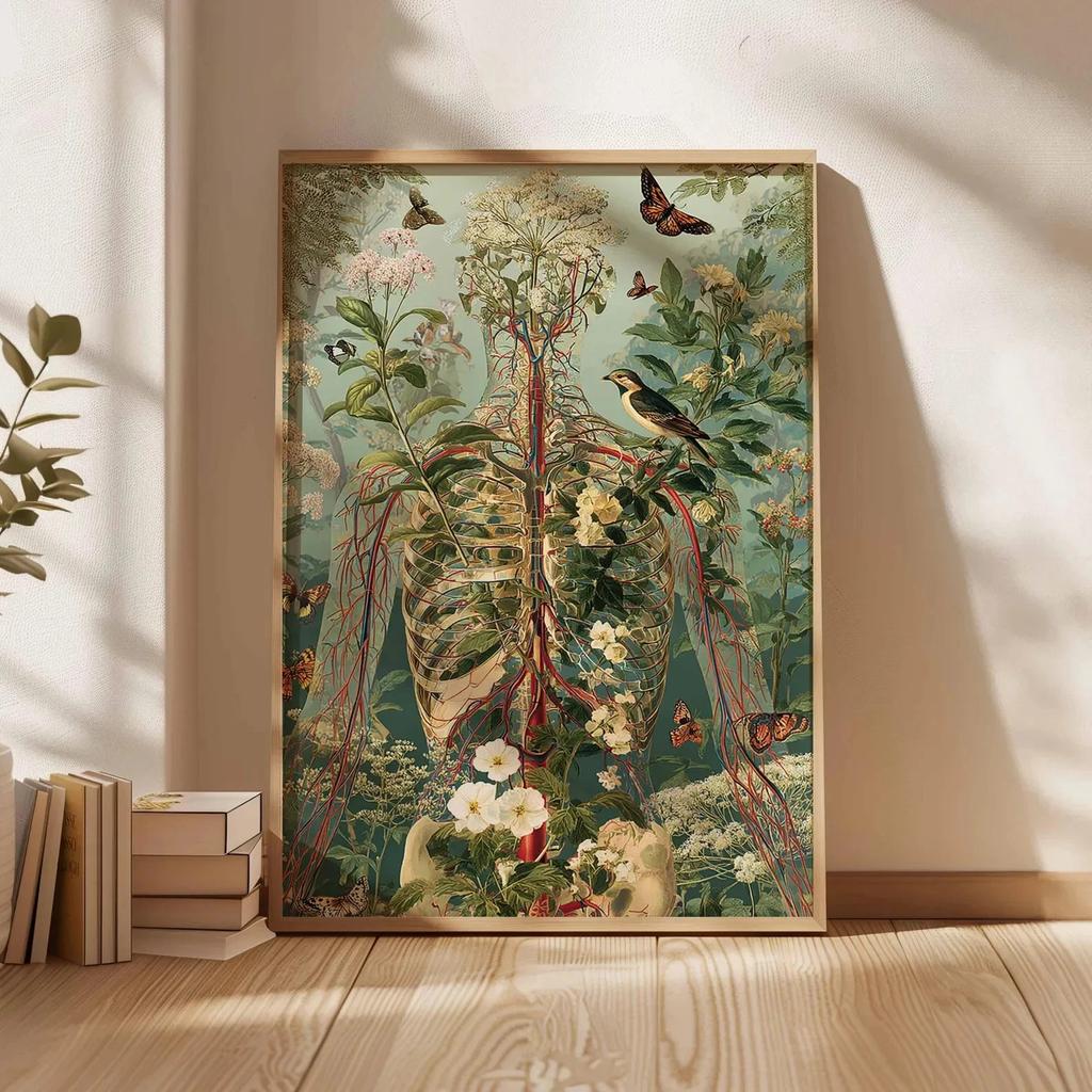 Vintage Human Anatomy Poster Medical Body Chart Anatomical Wall Art Print