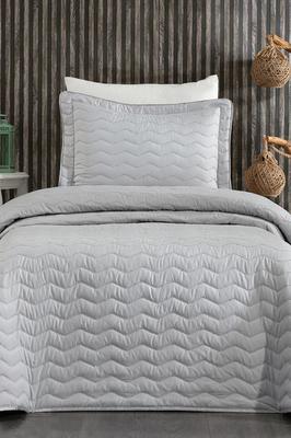 Стеганое покрывало Perla Queen Size 180x240 с наволочкой, двуспальная кровать, хлопчатобумажная ткань, одинарный размер, серый