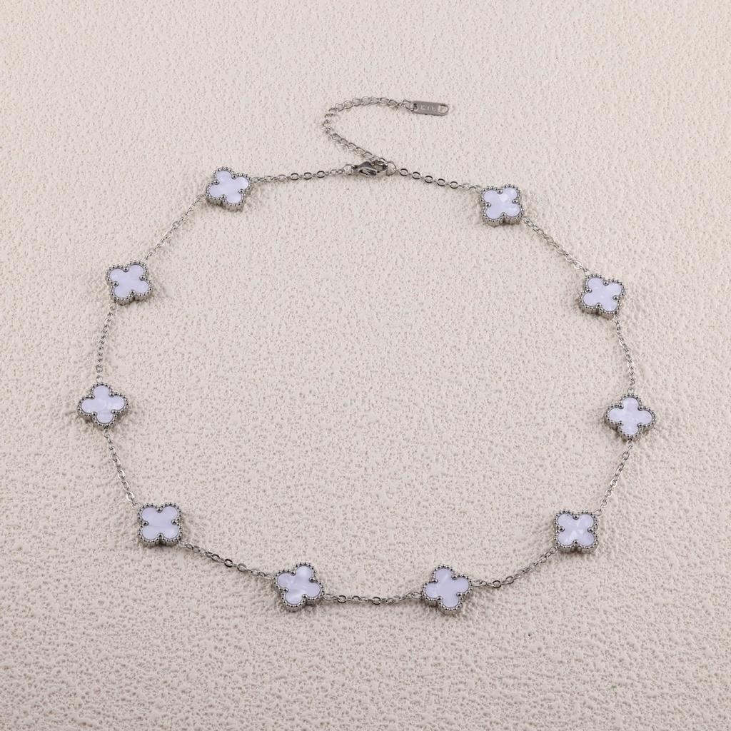 13 мм стальное ожерелье с клевером Ten Flower, цепочка на ключицу, модные и сохраняющие цвет украшения