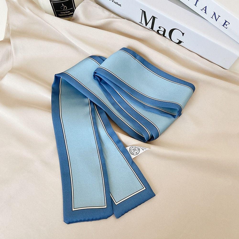 Ribbon Headband Printing Tie French Printed Scarf Silk Scarf Korean Style Scarves Small Long Scarf