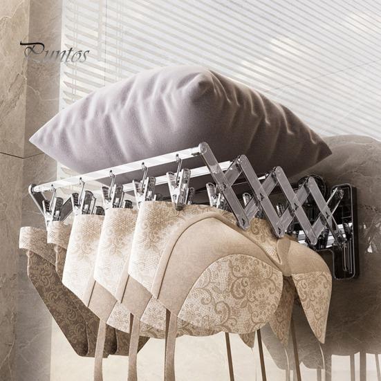 Выдвижная сушилка для носков с 20 зажимами Складная конструкция Простая в установке Экономящая место Расширяемая настенная сушилка