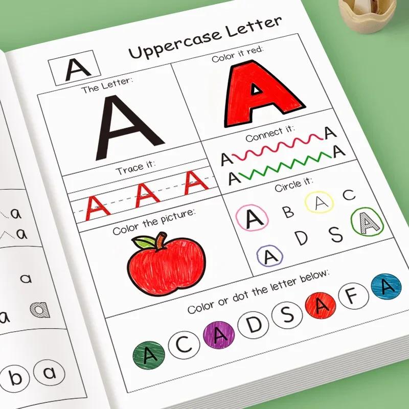 48 Pages A-Z Alphabet Workbook for Kids 26 Letters Tracing Directed Drawing Coloring Practice Book Homeschool Teaching Aids