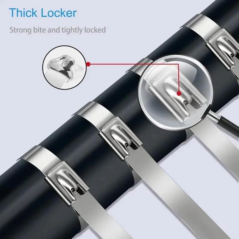 20/100 шт. Кабельная стяжка из нержавеющей стали, многоразовые самозатягивающиеся крепежные кольца, кабельная стяжка, многоцелевая металлическая фурнитура, органайзер для кабелей