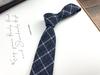 Men'S And Women'S Japanese Retro British 6Cm Narrow Tie Coffee Color Gray Blue Casual Grid, Get Married At Work