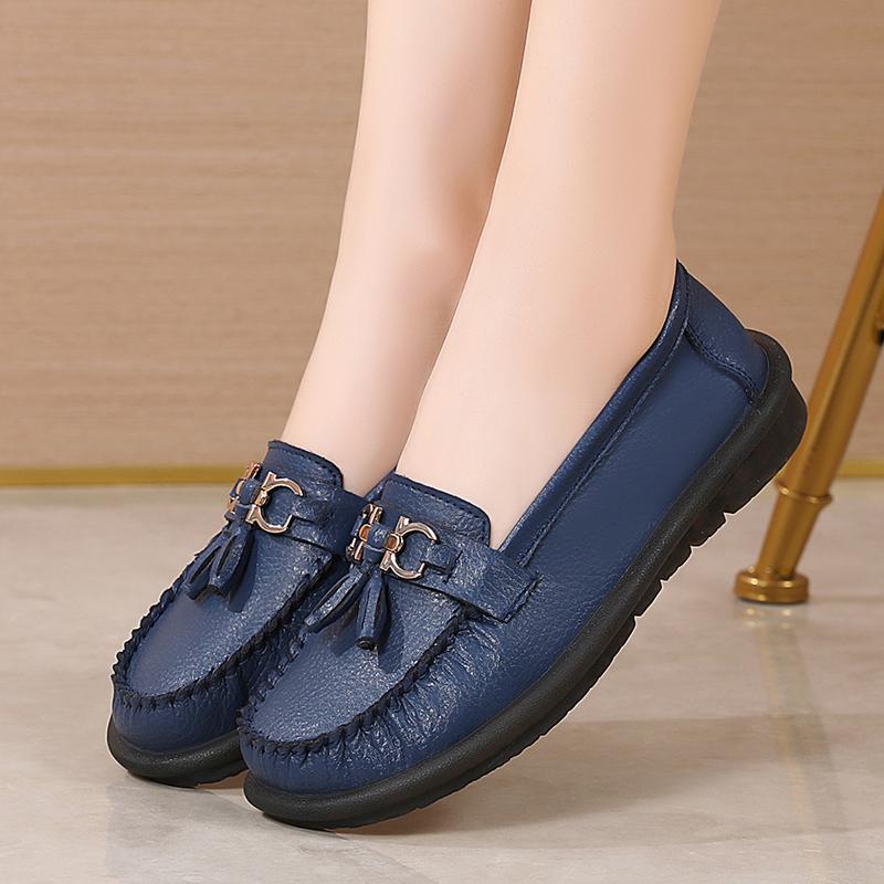 Женские лоферы с конской пряжкой, кожаные мокасины для вождения, удобные туфли на плоской подошве, повседневные туфли без шнуровки, прогулочная минималистичная женская обувь для беременных больших размеров