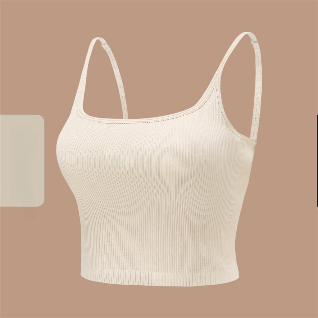 Women's Sports Underwear with Bra Pads Back Sling Sexy U-neck Thin Straps Yoga Tank Tops