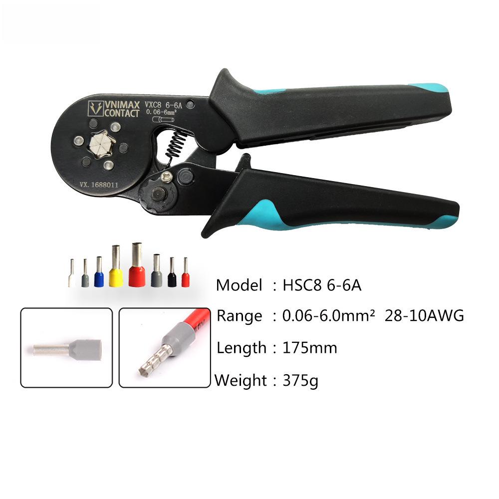 Hexagonal Mini Tube Crimping Pliers Set HSC8 6-6 - Multi-Function European Ratchet