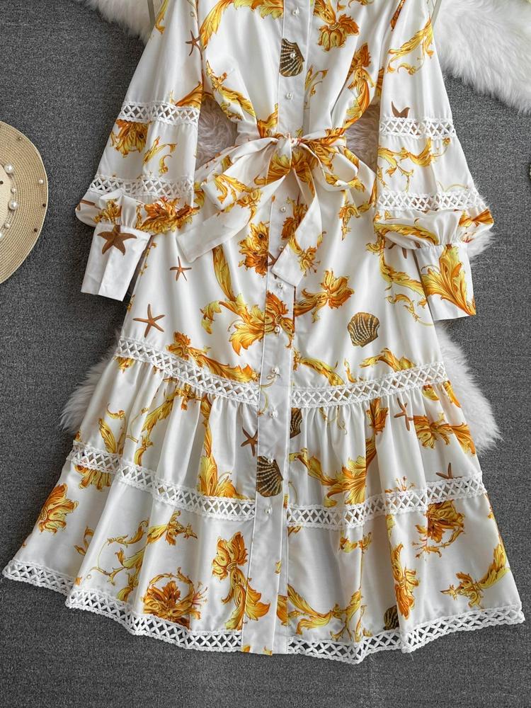 Женское винтажное богемное праздничное длинное платье макси с принтом и рукавом-фонариком, однобортное шикарное платье в стиле бохо