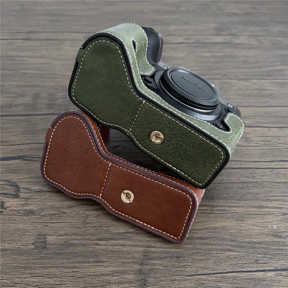 PU Leather Camera Half Case for Fujifilm XH2 XH2S Fuji X-H2 X-H2S Bottom Opening Magnetic Cover