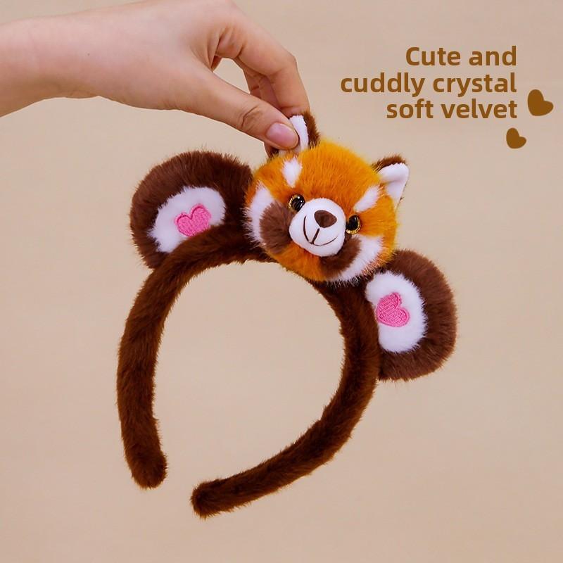 Red Panda Soft Plush Headband With Decorative Hair Accessory For Playroom