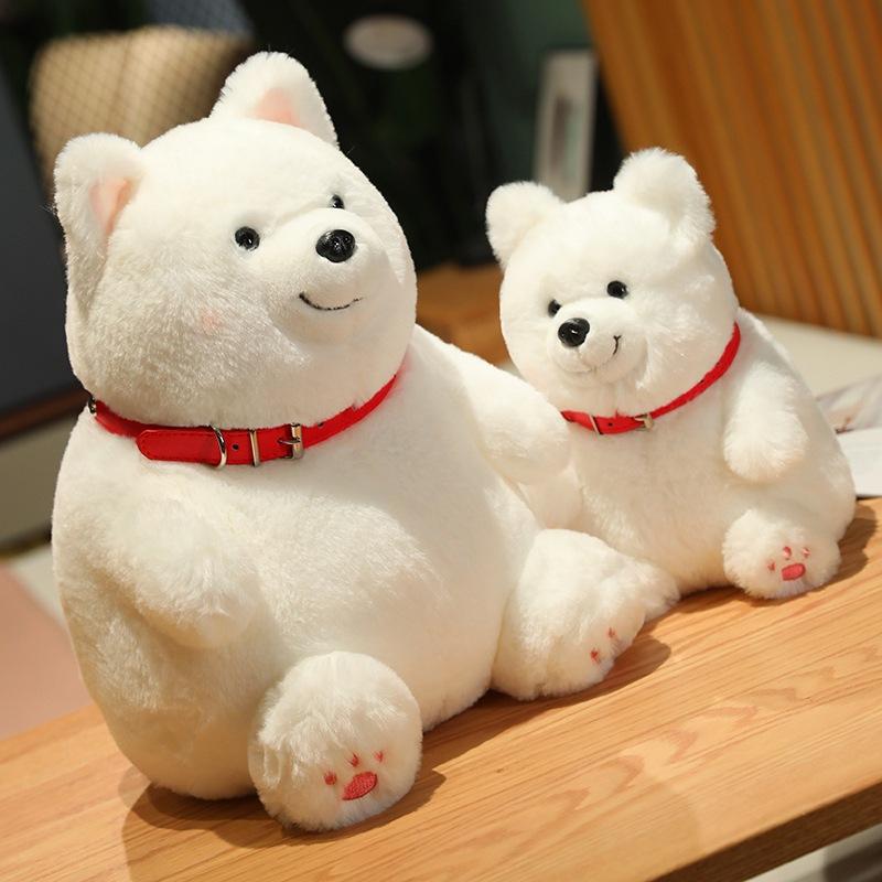 Soft and Cute Polar Bear Ye Ye Dog Plush Toy Collar Puppy Doll White Dog Samoyed