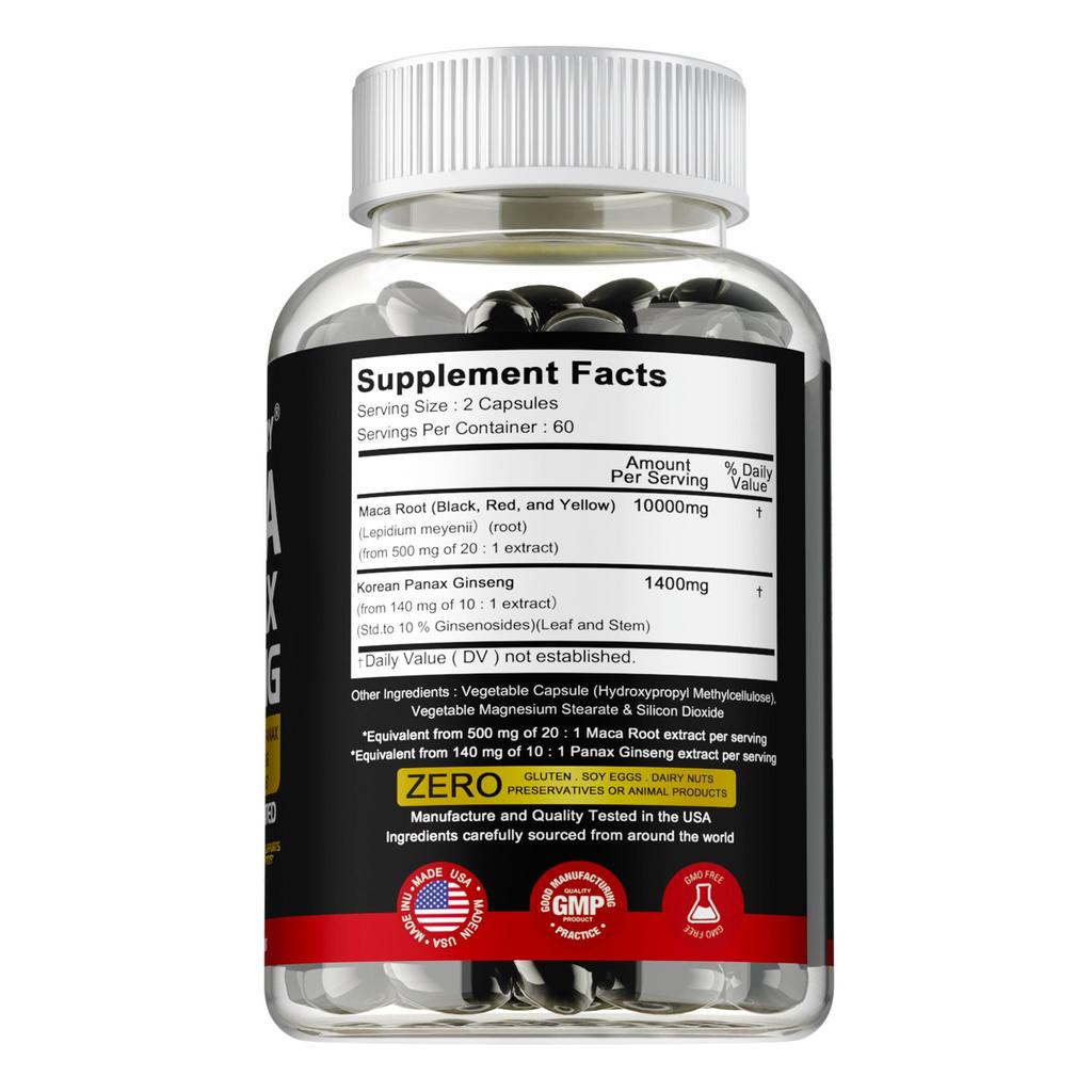 Maca root capsules contain Korean ginseng extract, provide immune support, and are gentle and easily absorbed.