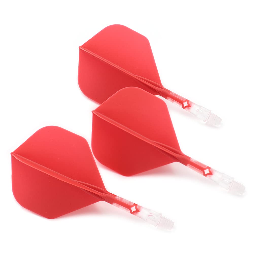 CUESOUL Integrated Dart Flights Shafts Mix Big Standard Shape Red Flight Clear Shaft Size S Two-Tone 2-Material CS-AK57DB2S
